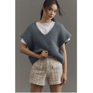 Anthropologie Pilcro Boxy Tee & Ribbed Sweater Vest Twofer Size XS Blue NWT